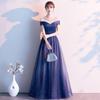 Vestido de noche estrellado para mujer, nuevo vestido de noche de banquete adelgazante con hombros descubiertos y degradado, vestido de anfitriona de dulce sueño
