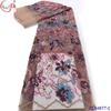 Vestido Casual Bordado Grande Floral Tricolor Lantejoula Bordado à Máquina Malha de Trama Design de Vestido de Casamento com Renda de Rede e Padrões Vazados