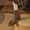 Botas de cuero británicas Meier, botas Martin de tacón medio para mujer, botas cortas de invierno con forro polar, negras, de corte bajo y cremallera lateral para mujer, moda urbana.