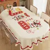 Mantel de Año Nuevo, lavable, impermeable, a prueba de aceite, tapete de mesa, mantel decorativo del Año del Caballo, arreglo de ambiente de Año Nuevo, tapete protector de mesa