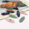 Wt-P2073 Oval Geométrico Redondo de Textura Lisa Lápiz Lazuli Ojo de Tigre Piedra Zirconia de Colores Piedra Incrustada Colgante