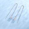 Pendientes Largos de Estrella de Cinco Puntas Chapados en Plata 925 Carlo Song Pendientes de Estrella Simples Elegantes para Mujer Pendientes Pequeños de Estilo Frío