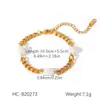 Pulseira de Pérolas de Água Doce com Concha Europeia e Americana de Alto Padrão Pulseira de Corrente Cubana de Aço Inoxidável Dourado 18K Joia de Mão Feminina Que Não Desbota