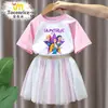 Camiseta y Conjunto de Falda Tutú de Chicas del Grupo Kpop Demon Hunters Demon Hunting Faldas de Malla de Manga Corta para Niñas