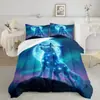 Fábrica de Origen Temu/Jit Textiles para el Hogar Transfronterizos Lobo Cepillado Impresión Digital Suave y Cómodo Juego de Funda de Almohada y Colcha