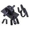 Set de Rueda Abdominal Silenciosa Roja Entrenador Multifuncional Quema Grasa Ejercicio de Músculos Abdominales Combinación de Soporte para Flexiones de Interior