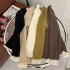 [En stock] Primavera y otoño para niñas, nuevo jersey de cuello alto de color puro con mangas de encaje, estilo coreano de celebridades de Internet, prendas de punto de estilo occidental de moda para otoño