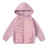 Jaqueta de Penas com Capuz Outono e Inverno para Homens, Mulheres e Crianças, Moletom Quente Curto para Crianças Maiores, Novo Estilo