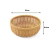 Cesta de armazenamento redonda trançada em imitação de rattan, cesta de pão, cesta de frutas, cesta de armazenamento para lanches e frutas secas para mesa de centro de sala de estar