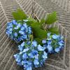 Hortensia artificial de madera verde, nueva, 3 hortensias de madera, bola de nieve blanca y morada, flores falsas suaves para jardín de boda, al por mayor