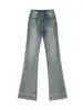 Jeans Retro Americanos de Pierna Ligeramente Acampanada para Mujer Otoño e Invierno 2025 Nuevos Pantalones de Herradura Acampanados de Cintura Alta Pequeña Elásticos