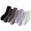 Meias Femininas Outono e Inverno Cor Sólida Algodão Meia-calça Meia de Toalha Absorvente de Suor Respirável Espessada Quente Feminina Meias Simples de Terry