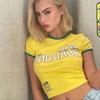 Camiseta informal de manga corta con cuello redondo y estampado de letras para mujer, estilo sencillo, primavera y verano 2025, transfronteriza entre Europa y América