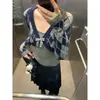 Cardigan de Punto para Mujer Estilo Nuevo Primavera y Otoño, Top Corto Elegante, Conjunto de Dos Piezas Abrigo Suéter de Diseñador