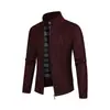Suéter para Hombre Otoño e Invierno Cárdigan Forrado de Polar, Color Sólido, Sencillo y Elegante, Versátil, Comercio Exterior, Cuello Alto, Moderno, Chaqueta Cálida, Ropa para Hombre