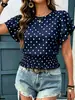 Camiseta de Manga Corta con Estampado de Lunares Redondo, Estilo Europeo y Americano, Nueva, Transfronteriza, Moda Casual, Primavera y Verano 2026