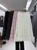 Falda de Malla Línea A para Pastel para Mujer, Otoño 2026, Falda Larga Casual Plisada Fluida con Dobladillo Acampanado