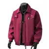 Chaqueta de trabajo de moda para hombre, color liso, con cremallera decorativa, cuello de solapa, versátil, para primavera y otoño, estilo casual transfronterizo