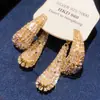 Aretes Ovalados Incrustados de Diamantes, Estilo Retro Europeo y Americano, Brillantes Pendientes de Plata para Noche de Lujo, Joyería de Nicho de Diseñador al por Mayor