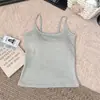 Top Camisola Rayada Estilo Coreano Spicy Girl para Mujer con Copas Relleno Versátil Adelgazante Sexy Ropa de Abrigo Espalda Bonita Top sin Mangas para Mujer Verano