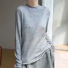 Suéter de punto de lana de terciopelo sin costuras para mujer para ir al trabajo, nuevo top de capa base fina casual para principios de otoño
