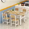 Mesa de jantar retangular comercial para refeitórios, moderna e simples, conjunto de mesa e cadeira para lanchonete de fast food, restaurante, lanchonete
