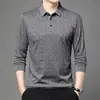 Camisa Polo de Manga Longa Outono 2026 para Homens, Casual de Negócios, Gola de Lapela, Estampada, para Homens de Meia-Idade, Camisa Polo de Peça Única Drop-Shipping