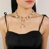 Moda Europea y Americana Dulce Set Cadena Elegante Imitación Perla Doble Capa Collar Cadena Clavícula Joyería Venta al por Mayor 7630