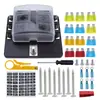 Caja de Fusibles de Hoja de 6, 8, 10, 12 Vías con Indicador LED Rojo Juego de Soportes para Fusibles