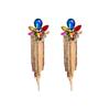 Aretes de borla bohemios japoneses y coreanos para mujer, aretes largos exagerados hechos a mano europeos y americanos, aretes de temperamento elegante y magnífico