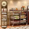 Carrito estrecho multi-funcional estilo vintage para snacks, canasta de cocina multi-capa para frutas y verduras, estante de almacenamiento móvil