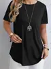 Camisetas Novas Femininas Europeias e Americanas para Comércio Exterior Transfronteiriço Primavera e Verão, Tops Simples, Elegantes e Modernos de Manga Curta com Gola Redonda em Várias Cores e Tamanhos