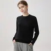 Nova camisa básica 100% caxemira para outono e inverno, suéter pullover versátil de gola redonda estilo coreano para mulheres, malha para usar por baixo