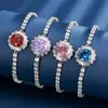 Otoño e Invierno Nuevo Joyería Huabi Retro Europeo y Americano Piedra de Color Artificial Corindón Espinela Pulsera Piedra Principal para Mujer 10mm