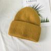 Inverno Quente Angorá Coelho Lã Malha Dupla Dobrada Curl-edge Pullover Cap Estilo Coreano Moda Feminina All-match Thickened Wool Cap