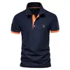 Roupas Masculinas Cervo Masculino Malha Bordado Transfronteiriço Atacado Camisa Polo Manga Curta Gola Lapela Branca
