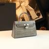Bolso Pequeño Patrón de Cocodrilo Bolso Kelly Cuero Genuino Bolso de Mujer 2026 Nueva Moda Bolso de Hombro Segunda Generación Bolso Cruzado Mini