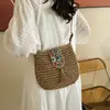 Bolso Tejido de Paja para Mujer 2026 Nueva Moda Versátil Bolso Tejido con Borlas Bolso de Playa para Vacaciones en la Costa Bolso de Hombro Único Cruzado