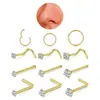 Piercings de Nariz Zircônia de Aço Inoxidável Europeu e Americano, Argolas de Nariz, Joias de Body Piercing de Aço Titânio Sem Costura, Conjunto de Joias de Nariz com 12 Peças