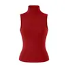 Colete Sexy de Gola Alta sem Mangas Estilo Europeu e Americano, Nova Moda Primavera Versátil Slim-Fit Cor Sólida Camada Interna Top para Mulheres