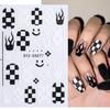 Nuevas Pegatinas para Uñas ins Ortografía Noche Celebridad de Internet Tablero de Ajedrez Cara Sonriente Cinta de Corazón Adhesivo Trasero Pegatinas para Uñas