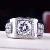 Anillo para hombre de diamantes redondos cuadrados modernos y elegantes, anillo para hombre popular en línea, estrella con incrustaciones, anillo de boda moderno