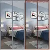 Cortina de Puerta Magnética de Malla de Diamante Rayada de Verano para Uso en el Hogar, Divisor de Dormitorio y Sala de Estar, Cortina de Puerta de Pantalla sin Taladro, Cortina de Puerta de Succión Magnética
