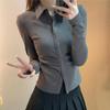 Estilo Universitario Uniforme JK Camisa de Manga Larga Mujer Ajustada Spice Girls Pura Deseo Camisa de Cintura Camisa de Manga Larga Ajustada Otoño Conjunto Completo