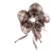 Flor de Cinta a Cuadros Vintage Anillo para el Pelo de Intestino Grande Bola Cuerda para el Pelo Cuerda para el Pelo Banda Elástica