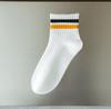 Calcetines deportivos de primavera y verano nuevos, informales, versátiles, de dos barras a rayas, para hombre, al por mayor, de algodón transpirable y absorbente de sudor.