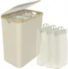 Cesta de Lavandería Transfronteriza con Tapa, Tres Bolsillos Interiores, Caja de Almacenamiento Plegable, Cesto de Lavandería Impermeable con Diseño Impermeable