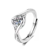 Celebridad de Internet Anillo Más Vendido Estilo K Circonita Brillante Beso de Ángel Apertura Simple Ajustable Regalo para Novia Exquisito