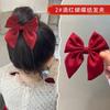 Headwear de Laço Vermelho Grampo de Cabelo Infantil Cetim Ano Novo Presilha Superior Presilha de Bico de Pato para Trás Grampo de Cabelo com Sentido Avançado