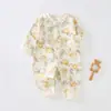 Mameluco de algodón puro clase A para bebé de manga larga, estilo primavera y otoño, mameluco de bebé, pijama para casa con estampado de dibujos animados